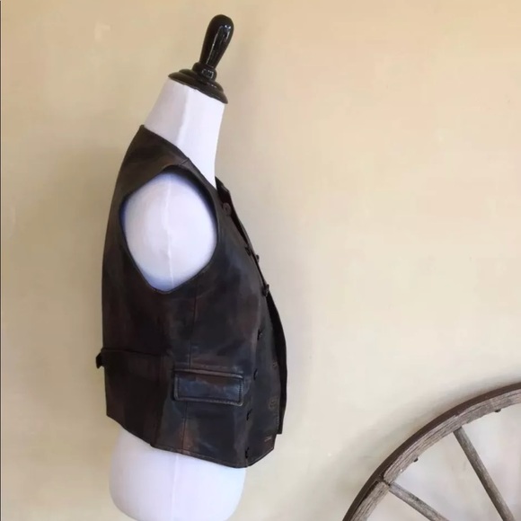 RALPH LAUREN Distressed Leather Moto Vest NWOT - Picture 3 of 8